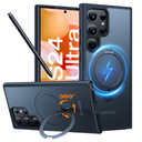 TORRAS 360 Spin Magnetic Stand for Samsung Galaxy S24 Ultra Case [Fit for Magsafe] Military Grade Shockproof Slim Protective S24 Ultra Case with Kickstand & Ring Holder, Ostand 360 Spin, Black