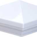 Myard Screw-Free Universal Fence Pyramid Top Cap fits Post 4 x 4 Inches (Actual Post Size 3.5'' x 3.5'', 89mm x 89mm) Porch, Handrail, Railing, Fence, Glue-On Design (Qty 1, White)