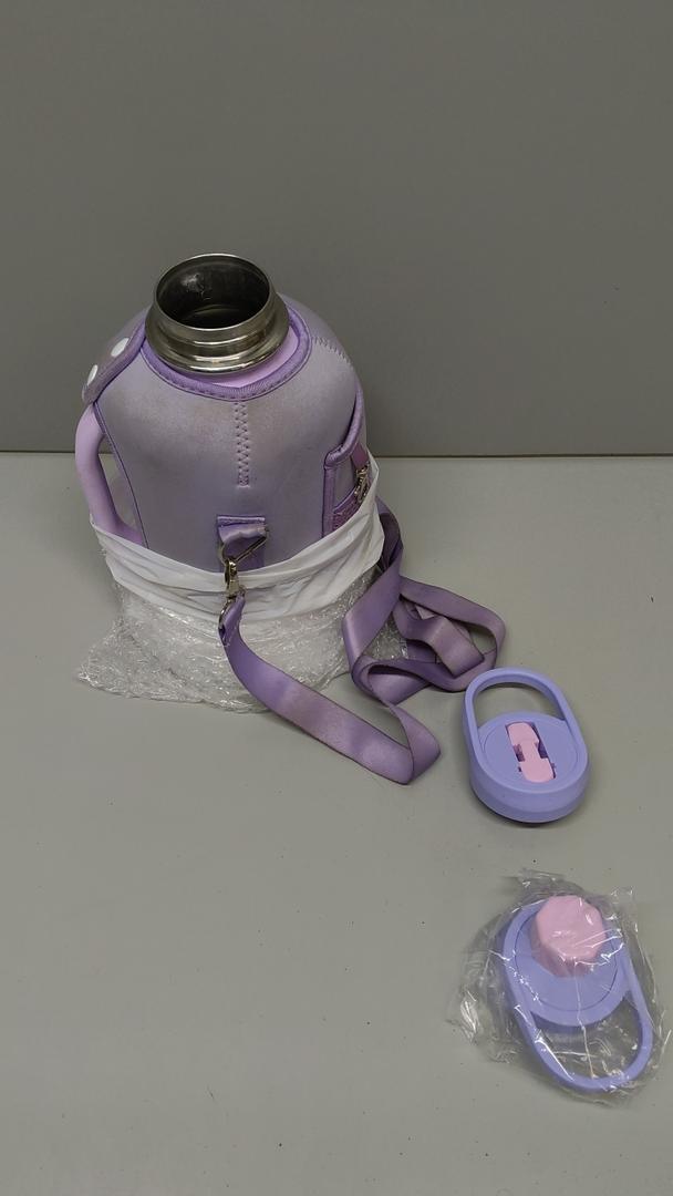 Trebo 64 oz Water Bottle Insulated with Handle, Leakproof Half Gallon Vacuum Stainless Steel Large Water Jug (Keep Cold for 48hrs),Gym Water Bottles Flask For Women with Straw Spout Lids Strap,Purple