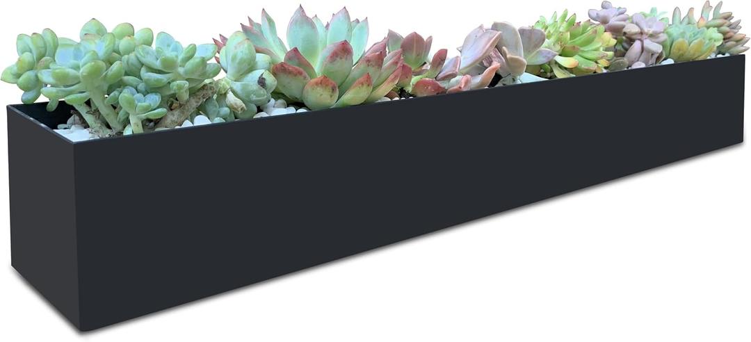 Rectangle Succulent Planter Box - 32" Window Sill Planters - Decorative Indoor/Outdoor Table or Window Boxes Planter - Windowsill Herb (1pc Black), 32in