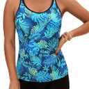 Yonique 2 Piece Tankini Swimsuits for Women with Boy Shorts Athletic Swim Tank Top Bathing Suits (XL)