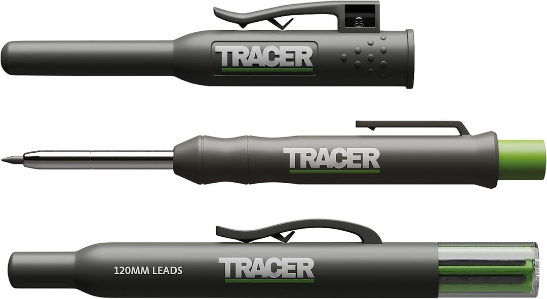 Tracer Mechanical Carpenter Pencils Set with Replacement Lead (6 Pack) - Construction Pencil with Site Holster - All In One Marking Kit for Carpenter Tools Contractor Pencils - AMK1