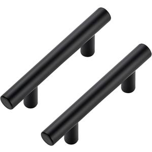 JOY DECOR 3 Pack Cabinet Handles, Black Cabinet Pulls, 2-1/2 in Hole Center Kitchen Hardware, Stainless Steel T Bar Handles for Dresser Drawers
