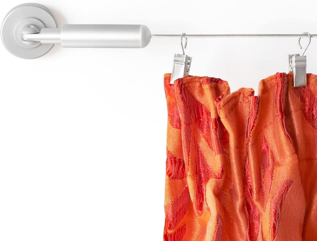 Wire Curtain Hanging System - 16ft Stainless Steel Room Divider Rod | Willow & Eva