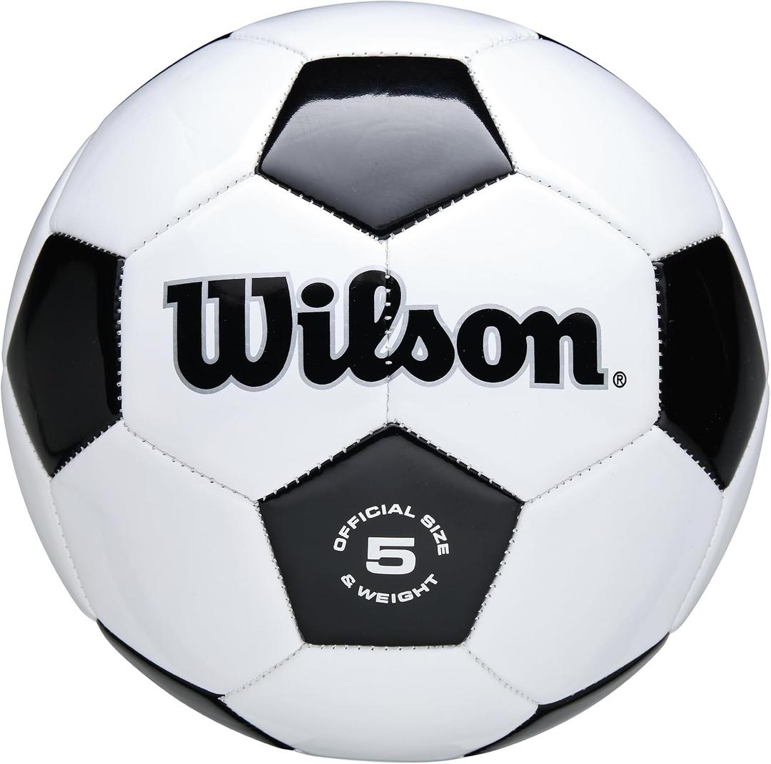 WILSON Traditional Soccer Ball - Size 5, Black/White