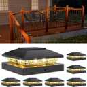 VOLISUN 4x4 Solar Cap Light 6pack, Outdoor Solar Fence - Post Lights for Wooden/Vinyl Posts, Black Deck Light Solar Powered, Warm White for Garden/Paatio/Porch