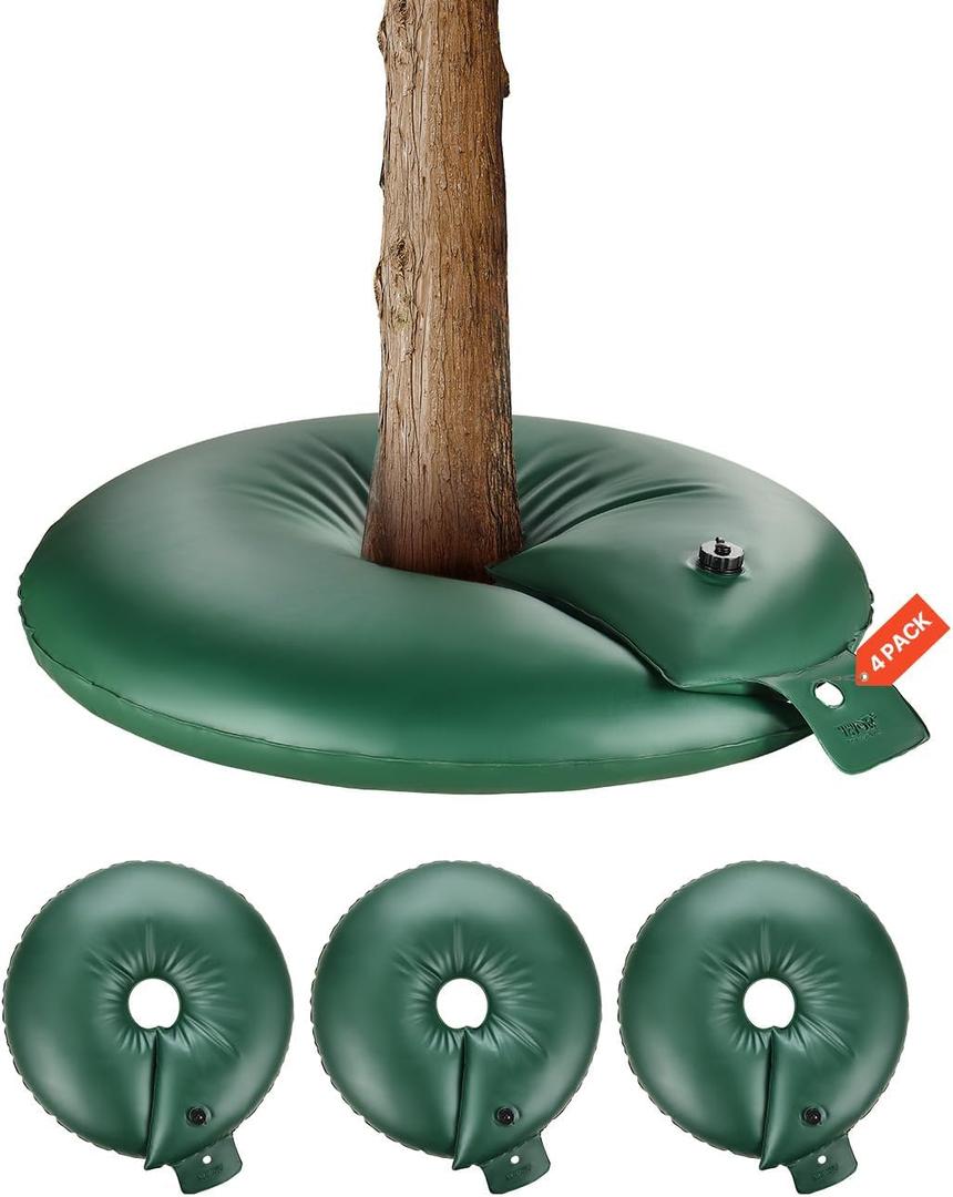 VEVOR Tree Watering Bag Slow Release, 4 Pack 20 Gallons Tree Watering Bags/Ring, Reusable Refillable Tree Irrigation Ring Water Bags, Heavy Duty Watering System for Shrub Tree Root Drip Irrigation