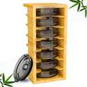 7-Tier Bamboo Tumbler Lid Organizer for kitchen Cabinet - Water bottle lid Organizer for cabinet - Vertical Coffee Lid Storage Organization - Tumbler Lid Storage Rack