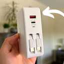 USB Wall Charger Block, Built-in Dual Retractable Cables 40W USB C Block Wall Plug with USB A/USB C Ports, Travel and PD Fast Charging for iPhone 17/16/15/14/13/12, Pad, Tablet and More