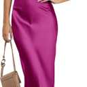 MEROKEETY Women's Summer Satin Strapless Bodycon Dress 2026 Backless Tube Wedding Guest Cocktail Formal Party Maxi Dresses, Size Small