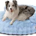 EHEYCIGA Soft Dog Couch Bed for Large Dog, Fluffy Medium Dog Bed with Removable Washable Cover, Bolster Pet Sofa, Waterproof and Non-Slip, 36" x 36"x 9", Blue