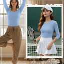 Neer Women's Workout Tops 3/4 Sleeve Compression Shirt Athletic Gym T-Shirt Yoga Running Fitted Crew Neck Basic Tee