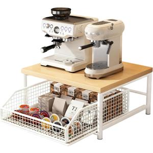 Funecy Coffee Pod Drawer,Coffee Machine Storage Rack,Home Kitchen Counter Coffee Bar Organizer,Storage Basket Drawer (White)