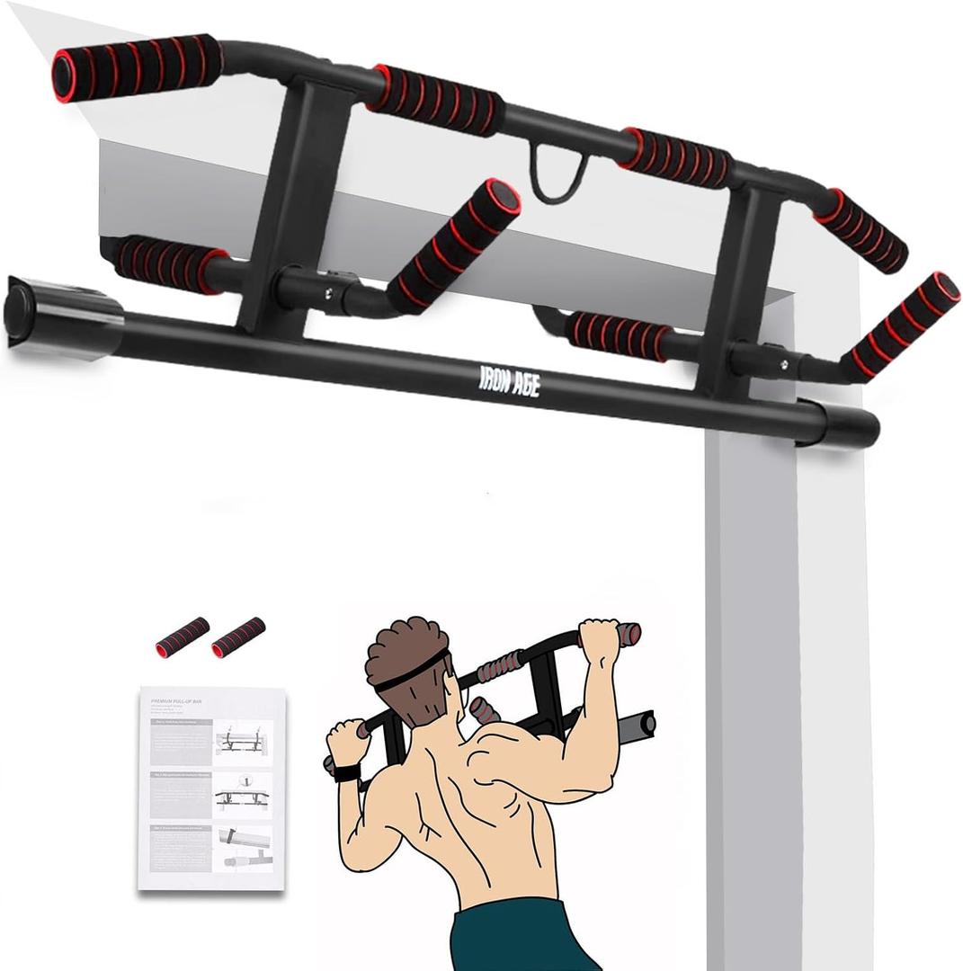 Pull Up Bar For Doorway - Pullupbar With 2024 Enhanced Smart Hook Angled Grip Home Gym Exercise Equipment US Patent (Fits Almost All Doors)