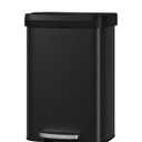 Garvee 13 gal / 50 L Metal Trash Can with Lid, Large Garbage Can for Kitchen, Rustproof Step-on Kitchen Metal Trash Bin with Liner Rim, Rear Handle, Soft Close Plastic Lid, Black