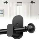 KAMANINA Curtain Rods No Drilling for Windows 16 to 30 Inches, 5/8 Inch No Drill Renter Friendly Curtain Rod with 3M Adhesive Brackets, Black