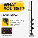 Sproot Garden Auger Drill Bit for Planting 1.6x16.5 Inch - Umbrellas and Fences Auger Post Hole Digger for Gardening and Spiral Bulb Planter Tool 3/8 Inch Hex Drive Compatible