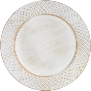 13" Charger Plates Set of 6, Antique Charger Plates Bulk Wedding, Round Dinner Chargers for Party, Birthday (Antique White)