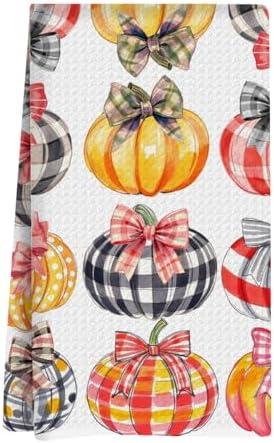 Fall Coquette Pumpkin Bow Decor Kitchen Towel, Reusable Tea Towel, Dish Towels, Suitable for Bathroom, Home, Kitchen, Sink, Tea Parties, Autumn Atmosphere Decoration, 13.8x23.6 Inches