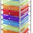 Whitmor 10 Drawer Rolling Craft Storage Cart, Plated Metal Frame for Crafting, Sewing, Crafts, Office, Home Storage,15.25L x 13.50"W x 35.25"H, Chrome