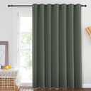 NICETOWN Blackout Sliding Door Curtains 84 inch Length - Grommet Thermal Curtain Room Darkening Sound Reducing Drape for Bedroom/Living Room (Dark Mallard, 1 Panel, W100 x L84)