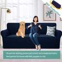 YEMYHOM Couch Cover Latest Jacquard Design High Stretch Sofa Covers for 3 Cushion Couch, Pet Dog Cat Proof Slipcover Non Slip Magic Elastic Furniture Protector (Large, Navy)