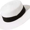Lanzom Sun Hats for Women Wide Brim Straw Boater Hat Foldable Packable Beach Hat for Summer Fit Size 6 8/7-7 1/4 (Medium-Large, White)