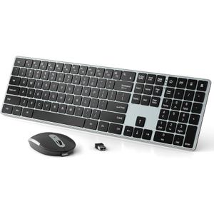 Wireless Keyboard and Mouse Combo - Ultra Slim- 2.4GHz Wireless Connection-Adjustable 1600 DPI Compact Silent Full Size Keyboard and Mouse Set for PC, Laptop (Blue-Black)