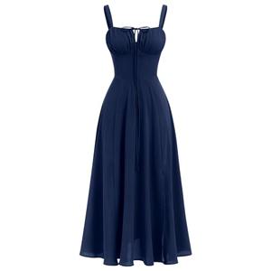 Women's Corset Dress Formal Cocktail Dresses Going Out Casual Sundress Split Thigh Spaghetti Strap Vintage Dress Navy Blue L/XL