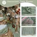 12 Pack 10Ft Cheesecloth Table Runner 35x120 Inch Boho Gauze Table Runner Cheese Cloth Long Romantic Table Runners for Wedding Bridal Shower Birthday Party Table Decor (Dusty Sage Green)