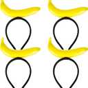 4 Pack Funny Banana Headbands Yellow Banana Fruit Headbands for Parties Halloween Cosplay Gag Gifts Photo Booth Props