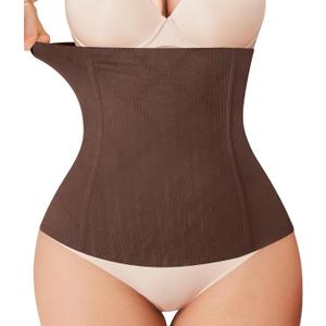 Nebility Womens' Waist Trainer Tummy Control Waist Cincher Slim Body Shaper (Large, Chocolate Brown Without Hook)
