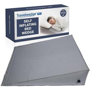 Self-Inflating Bed Wedge Pillow | Lightweight for Travel | Wedge Pillow for Sleeping and Acid Reflux, Heartburn, and GERD Pillow (TWDPRO2, 22 Inch)