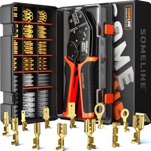 SOMELINE Open Terminal Connector Crimping Tool Kit, with 12 Sizes Wire Terminals, Male Female Disconnect Terminals, 24-14 AWG Crimper, Ratcheting Wire Crimper, Crimping Pliers, Wire Crimp Tool