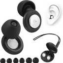 Ear Plugs for Sleeping Noise Cancelling, Ultralight Silicone Earplugs for Concert, Hearing Protection Earplugs for Work, Travel, Airplane, Reusable, Perfect for Focus and Relaxation(Black)