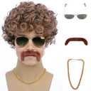 Kids Disco Blonde Mixed Brown Wig Boys Child Short Curly Blonde Brown Afro Wig 70'S Costumes Synthetic hair Wigs for Halloween Party