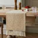 ZeeMart Beige Table Runners 60 Inches Long, Burlap Linen Style Rustic Farmhouse Table Runner, Boho Woven Dining Table Runner, 13x60 Inches, Oatmeal Beige