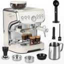 Amaste Espresso Machine with Grinder, 15 Bar Espresso Machine with Steam Wand for Latte and Cappuccino, 68Oz Water Tank, Pre-Infuse Brewing, Espresso Coffee Maker for Home Use, Barista Kit, White