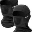 Kids Balaclava Ski Mask with Breathable Holes, Windproof Fleece Full Face Mask for Cold Weather Boys Girls (Black+black)