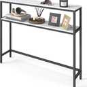 VASAGLE Console Table, 2-Tier Narrow Sofa Table with 2 Shelves, 7.9 x 39.4 x 31.5 Inches, for Living Room, Hallway, Entryway, Marble White and Ink Black ULNT131W59V1
