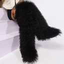 Over the Knee Boots for Women 29 inchs Faux Fur Boots Flat Thigh High Boots