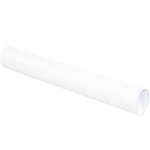 Tape Logic TLP3020W Mailing Tubes with Caps, 3" x 20", White (Pack of 24)