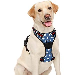 BARKBAY No Pull Dog Harness Large Step in Reflective Dog Harness with Front Clip and Easy Control Handle for Walking Training Running(Star,L)
