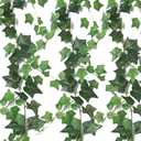 RECUTMS 6 Strands Artificial Vines Ivy Garland 6.4Ft Fake Vine with Silk Green Leaves Ivy Vines Faux Hanging Plants Greenery Decoration Vines for Home Wall Wedding Room Indoor Outdoor Decor(lvy)