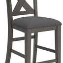 Signature Design by Ashley Caitbrook Rustic 24.63" Counter Height Upholstered Barstool, Set of 2, Gray
