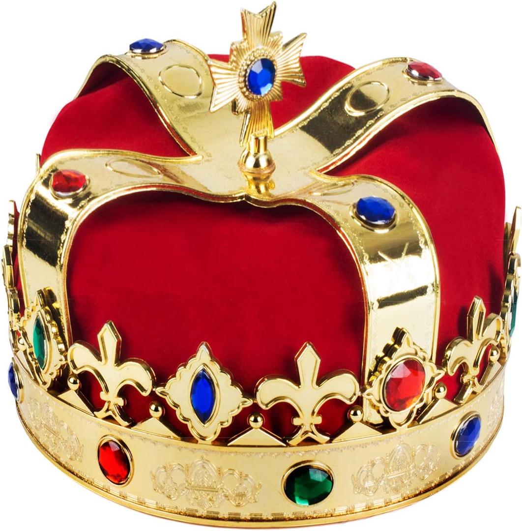 Funny Party Hats - Royal King Crown (1 Pack) - Royal Jeweled Crown - King Costume Accessories