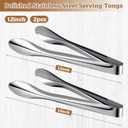 2 Pack Polished Stainless Steel Serving Tongs 12 Inch Metal Food Silver Tong for Buffet Salad BBQ Grilling Heavy Duty Kitchen Utensils for Cooking Catering Wedding Party