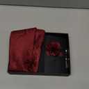 5PCS Tie and Pocket Square for Men, Silk Necktie and Handkerchief Cufflinks with Gold Ring and Lapel Pin Set (Burgundy Paisley Tie Set -159)