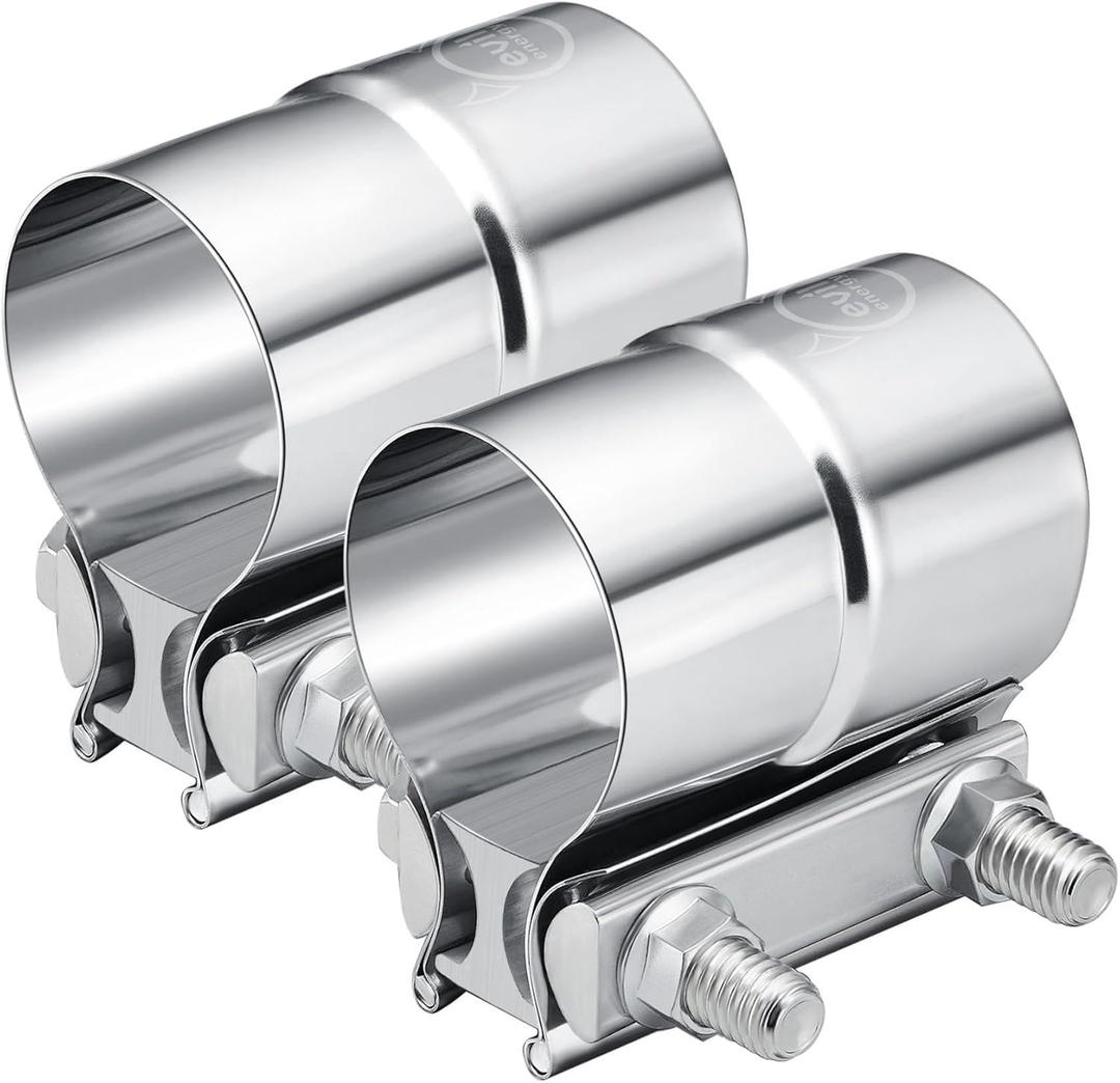 EVIL ENERGY 2.5'' Exhaust Clamp,2 1/2in Lap Joint Band Clamp Stainless Steel for Pipes,Mufflers,Catalytic Converters (2PCS, 2.5 inch)
