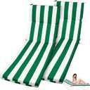 SmoothNovelty 2 Pcs Indoor Outdoor Chaise Lounge Cushions Sponge Bench Outdoor Furniture Chaise Cushions Patio Chair Furniture Replacement (Green White Stripes)